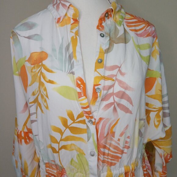 L Space Pacifica Tunic Beach Coverup Leaf Print Drawstring Waist Size XS/S 0-4 - Picture 5 of 9
